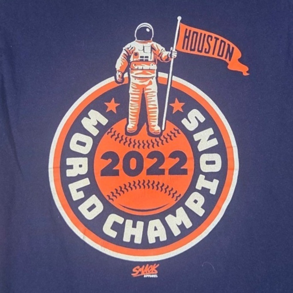 Smack Apparel T-Shirt Mens Small Navy Houston 2022 World Champions Astronaut